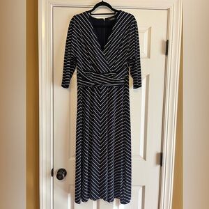 Ralph Lauren Navy and White Chevron Dress